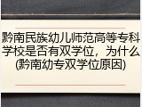 黔南民族幼儿师范高等专科学校是否有双学位，为什么(黔南幼专双学位原因)