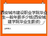 西安城市建设职业学院毕业生一般年薪多少钱(西安城建学院毕业生薪资)