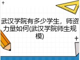 武汉学院有多少学生，师资力量如何(武汉学院师生规模)