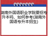 湖南外国语职业学院要招专升本吗，如何参考(湖南外国语专升本招生)