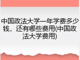 中国政法大学一年学费多少钱，还有哪些费用(中国政法大学费用)