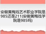 安徽黄梅戏艺术职业学院是985还是211(安徽黄梅戏学院是985吗)