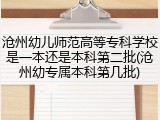 沧州幼儿师范高等专科学校是一本还是本科第二批(沧州幼专属本科第几批)