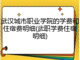武汉城市职业学院的学费和住宿费明细(武职学费住宿明细)