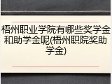 梧州职业学院有哪些奖学金和助学金呢(梧州职院奖助学金)