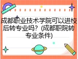 成都职业技术学院可以进校后转专业吗？(成都职院转专业条件)