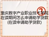重庆数字产业职业技术学院在读期间怎么申请助学贷款(在读申请助学贷款)