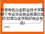 甘肃有色冶金职业技术学院哪个专业毕业就业前景比较好(甘肃冶金学院好就业专业)