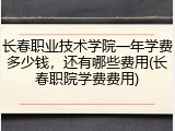 长春职业技术学院一年学费多少钱，还有哪些费用(长春职院学费费用)