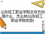 山东轻工职业学院主攻方向是什么，怎么样(山东轻工职业学院优势)