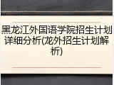 黑龙江外国语学院招生计划详细分析(龙外招生计划解析)