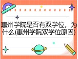 惠州学院是否有双学位，为什么(惠州学院双学位原因)