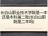 长白山职业技术学院是一本还是本科第二批(长白山职院是二本吗)