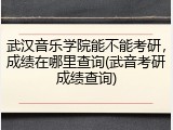武汉音乐学院能不能考研，成绩在哪里查询(武音考研成绩查询)