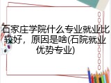 石家庄学院什么专业就业比较好，原因是啥(石院就业优势专业)