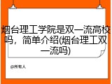 烟台理工学院是双一流高校吗，简单介绍(烟台理工双一流吗)