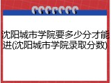 沈阳城市学院要多少分才能进(沈阳城市学院录取分数)