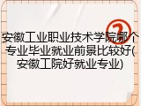 安徽工业职业技术学院哪个专业毕业就业前景比较好(安徽工院好就业专业)