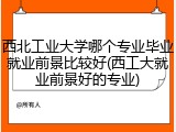 西北工业大学哪个专业毕业就业前景比较好(西工大就业前景好的专业)