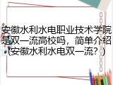 安徽水利水电职业技术学院是双一流高校吗，简单介绍(安徽水利水电双一流？)