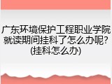 广东环境保护工程职业学院就读期间挂科了怎么办呢？(挂科怎么办)