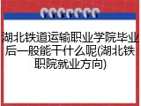 湖北铁道运输职业学院毕业后一般能干什么呢(湖北铁职院就业方向)