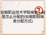 安徽职业技术学院宿舍一般是怎么分配的(安徽职院宿舍分配方式)