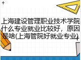 上海建设管理职业技术学院什么专业就业比较好，原因是啥(上海管院好就业专业)