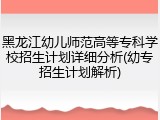 黑龙江幼儿师范高等专科学校招生计划详细分析(幼专招生计划解析)
