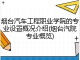 烟台汽车工程职业学院的专业设置概况介绍(烟台汽院专业概览)