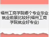 福州工商学院哪个专业毕业就业前景比较好(福州工商学院就业好专业)