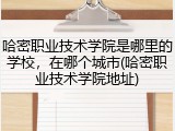 哈密职业技术学院是哪里的学校，在哪个城市(哈密职业技术学院地址)
