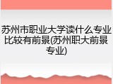 苏州市职业大学读什么专业比较有前景(苏州职大前景专业)