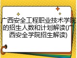 广西安全工程职业技术学院的招生人数和计划解读(广西安全学院招生解读)