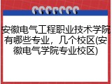 安徽电气工程职业技术学院有哪些专业，几个校区(安徽电气学院专业校区)