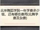 北京舞蹈学院一年学费多少钱，还有哪些费用(北舞学费及杂费)