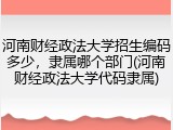河南财经政法大学招生编码多少，隶属哪个部门(河南财经政法大学代码隶属)