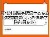 河北外国语学院读什么专业比较有前景(河北外国语学院前景专业)