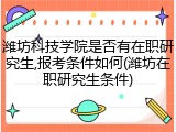 潍坊科技学院是否有在职研究生,报考条件如何(潍坊在职研究生条件)
