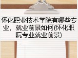 怀化职业技术学院有哪些专业，就业前景如何(怀化职院专业就业前景)