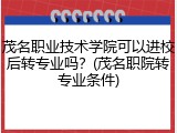 茂名职业技术学院可以进校后转专业吗？(茂名职院转专业条件)