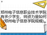 郑州电子信息职业技术学院有多少学生，师资力量如何(郑州电子信息学院规模)