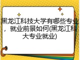 黑龙江科技大学有哪些专业，就业前景如何(黑龙江科大专业就业)