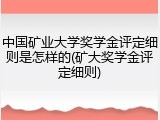 中国矿业大学奖学金评定细则是怎样的(矿大奖学金评定细则)