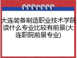 大连装备制造职业技术学院读什么专业比较有前景(大连职院前景专业)