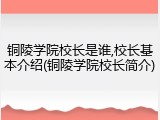 铜陵学院校长是谁,校长基本介绍(铜陵学院校长简介)