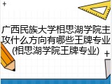 广西民族大学相思湖学院主攻什么方向有哪些王牌专业(相思湖学院王牌专业)