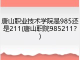 唐山职业技术学院是985还是211(唐山职院985211？)