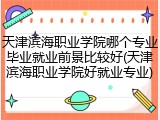 天津滨海职业学院哪个专业毕业就业前景比较好(天津滨海职业学院好就业专业)