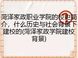 菏泽家政职业学院的校史简介，什么历史与社会背景下建校的(菏泽家政学院建校背景)